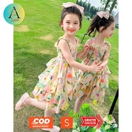 D-54 [meandboss] DR64-Girls' Striped Floral Skirt Dress Korean Princess Fashion LayeredOMBRE Save
