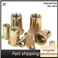 [Ready Stock] Nut Colorful Zinc Flat Head Column Stripe Rivet Nut M3M4M5M6M8M10M12