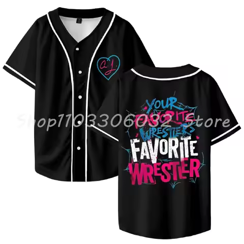 AJ Lee Your Favorite Wrestler Merch Baseball Jersey Shirt V-Neck Women Men Short Sleeve Streetwear C