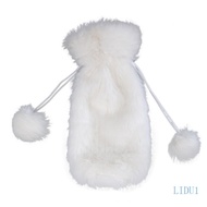 LIDU1 Christmas Faux Fur Wine Bottle Covers Xmas White Plush Wine Bottle Bags for Winter Holiday Par