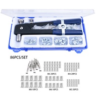 ชุดเครื่องมือยิงรีเวทนัทจำนวน86ชิ้นเครื่องมือยิงรีเวทนัทแบบใช้มือสกรูรีเวทนัทพร้อมน็อตรีเวทขนาดM3 - 