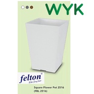 FELTON 2516 SQUARE FLOWER POT WITH HOLE PLASTIC FLOWER POT INDOOR OUTDOOR PASU BUNGA