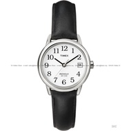 TIMEX T2H331 Women's Analog Watch Easy Reader Date Display 25mm Leather Strap White Black *Original