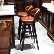 High Stool Household Chair Bar Stool Solid Wood Bar Chair Light Luxury Bar Table Chair Modern Simple High Stool Bar Chair