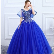 5 Colour Blue Green Full Prom Robe Emcee Ball Gown Formal Maxi Dress Dinner Party Pakaian Gaun Makan