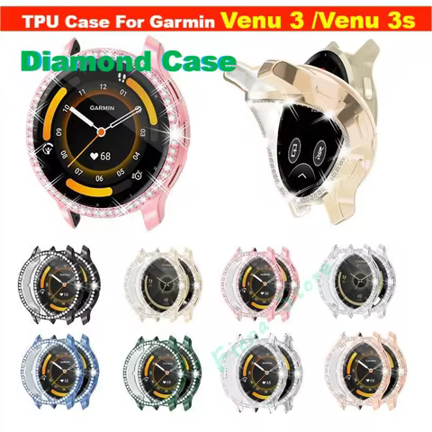 Bling TPU Case For Garmin Venu 3 Samrt Watch Strap Diamond Crystal Venu3s Soft Bumper Protective Cov