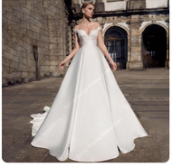 GAUN WEDDING / GAUN PERNIKAHAN ELEGANT SLEEVELESS / GAUN PENGANTIN PUTIH / GAUN PERNIKAHAN SIMPLE