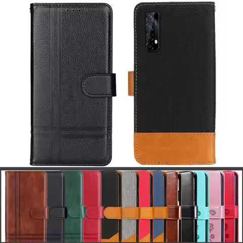 For Realme 7 Case Leather Flip Realme 7 RMX2155 RMX2151 Coque Wallet Magnetic Case For Rea lme 7 Pho
