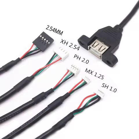 1Pcs 30CM Dupont 5Pin 2.54mm Female to USB Type A Female Adapter Motherboard Extender Cable with Scr