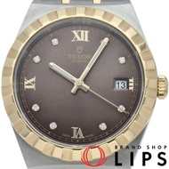 帝舵皇家系列腕錶 38毫米 8鑽 巧克力ブラウンRoyal M28503-0008 帶盒和保固卡 K18YG/SS 男士ブラウン腕錶，成色極佳 [全新]