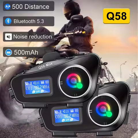 1/2pcs Q58 Motorcycle Helmet Intercom Wireless Bluetooth Headset Moto LCD Display Intercomunicador F