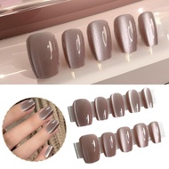 Short Nails With Cat Eye Design Solid Color And Simple Nails With Jelly Gel U4p9