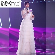 RYRYSTYLE ชุดเดรสสีขาวนางฟ้าของผู้หญิงมีแบรนด์ดีไซน์แบบออสเตรเลียชุดเดรสงานเลี้ยงชุดเค้ก8643