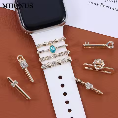 Diamond Metal Charms Decorative Ring For Apple Watch Band Ornament Smart Watch Silicone Strap Access
