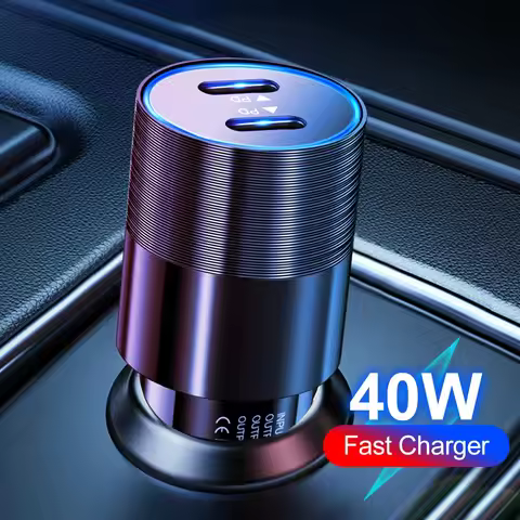 40W Dual PD Type C Car Charger Fast Charging Portable Phone Charger For CellPhone Car For iPhone Qui