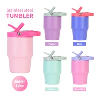 14oz Insulated Tumbler with Foldable Straw Lid Leakproof Portable Cup, Dopamine Colour Palette
