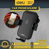 Deli Tools Car Phone Holder / Holder HP Mobil Wireless Charging Dapat di Putar 360 Derajat DL887005