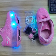 <APUN>Spiderman kids shoes two-wheeled Heelys kids size 28-39 rechargeable skate roller led shoes wi