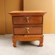 TH ตู้ลิ้นชักหัว-ข้างเตียง ตู้เอกสารไม้สักแท้ แบบ 2 ชั้น (43*48*52 ซม.) สีย้อม(อมส้ม) file cabinet