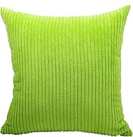 Large Cushion Cover Supersoft Corduroy Pillow Case Striped Decorative Pillow Cover for Bed Couch Sofa Spring Home Decor,Green pillow case,65 x 65 cm