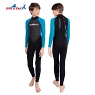 Boys' swimming set to keep warm against cold, dark blue, long shape, 2.5mm thick fabric DiveSail
