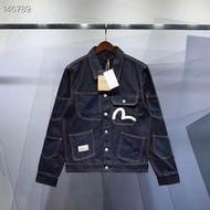 秋裝上新 Evisu福神24秋冬新款 男士海鷗印花多口袋牛仔夾克外套