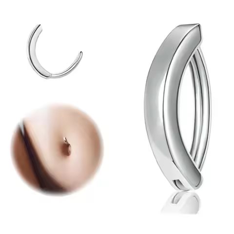 Personality Punk Stainless Steel Navel Fake Piercing Rings for Women Men Anti-allergy Belly Button R