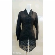 kebaya encim bordir/kebaya encim modern/kebaya lengan panjang - hitam 3l-5l