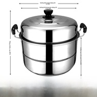 Nồi Hấp Bằng Thép Không Gỉ Dày Hai Lớp Dung Tích Lớn 30-40cm Dùng Cho Bếp Gas Và Bếp Từ Nồi Hấp Súp