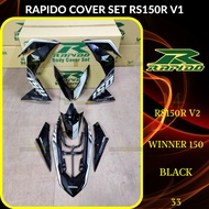 RAPIDO COVER SET RS150R/RS150 V2 V3 WINNER150 (33) BLACK (STICKER TANAM/AIRBRUSH) COVERSET