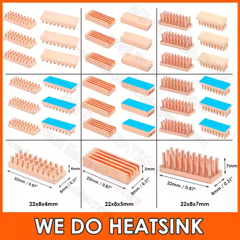 WE DO HEATSINK 22x8x4mm 22x8x5mm 22x8x7mm Without or With Thermal Pad Pure Copper Heat Sink Cooler R