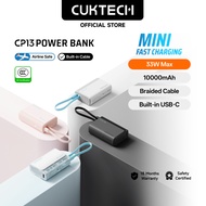 【3C Certification】CUKTECH Mini Powerbank 10000mAh 30W Fast  Charging Built in Cable Powerbank