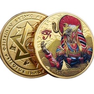40mm commemorative coin of the world's ancient civilization Egypt's sun god, the lucky coin of the e40mm World ancient civilization Egyptian sun god commemorative coin Eagle god Horus lucky coin Guardian Play 5.16
