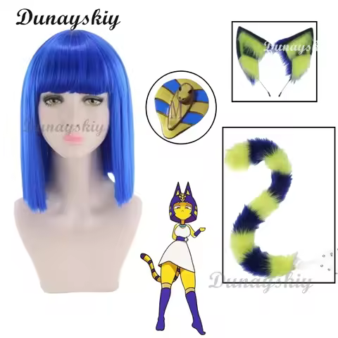 Ankha Cat Ears Hairhoop Tail Cosplay Costume Accessories From Animal Crossing For Christmas Hallowee