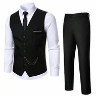 Gentleman's Essential, Casual Daily Wear, British Style Men's Suit Set Men Black Formal Wear Katseye