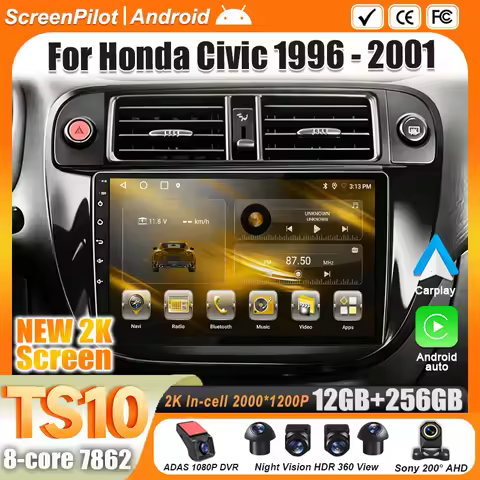 Android 16 for Honda Civic EJ EK EM 1995-2001Car Radio Multimedia Video Player GPS Navigation Intell