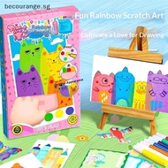 [Bec] 35Pcs Squeegee Art Kids Paint Kit, DIY Material Magic Reveal Rainbow Scratch Art [SG]