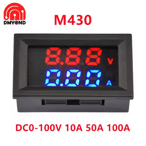 M430 DC0-100V 10A 50A 100A LED Digital Voltmeter Ammeter Car Motocycle Voltage Current Meter Volt De
