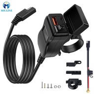 Motorcycle USB Charger Waterproof SAE to USB Motorcycle Charger Double USB Type C PD and Quick Charg