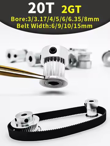 20Teeth 2GT Timing Pulley Bore 3/4/5/6/8mm Belt Width 6/9/10/15mm 2M Open Type Synchronous Wheel 3D 