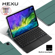 Hexu Magnetic Wireless Bluetooth Keyboard for Apple IPad Air4 Gen 10.9 Pro 11 12.9 2021 2020 Round Keycap Button Key Touchpad Keyboard Case Stand Holder Ultra Thin Leather Cover