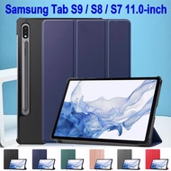 For Samsung Galaxy Tab S9 2023 S8 S7 11.0" SM-X710 SM-X716 SM-X700 SM-X706 SM-X706B/U/N SM-T870 SM-T875 SM-T876B Fashion Tablet Protection Case Flip Stand Casing Solid Color Leather Cover