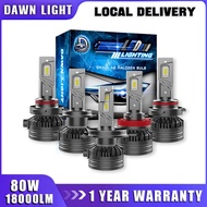 Dawn Light LED Car Headlight Q1 H4 H7 H11 HB3 9005 80W/ pair 18000LM 6500K Bulb One year guarantee