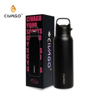 CIVAGO (20oz/600ml) Botol Sukan Keluli Tahan Karat Berpenebat Vakum Kapasiti Besar Penyejuk Ais