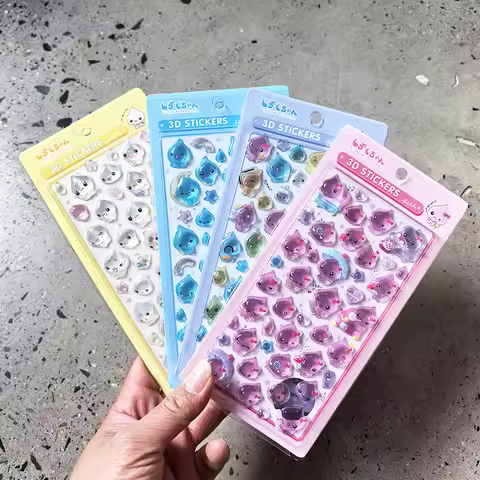 Cartoon 3D Relief Stickers Cartoon Crystal Stickers DIY Laptop Phone Case Decorative Sticker Drop Se