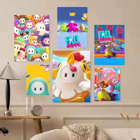 1pc Fall Guys Self-adhesive Art Poster Waterproof Paper Sticker Coffee House Bar Room Wall Decor