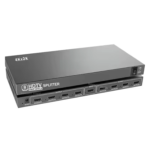8-Port HDMI Splitter 1 in 8 out 4Kx2K HDMI Video Distributor Splitter 1x8 Screen Duplicate Display f