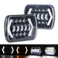 7X6 5X7 สแควร์ LED ไฟหน้าสีขาว DRL Amber TURN สัญญาณสําหรับ JEEP Wrangler YJ Cherokee XJ รถบรรทุก H4