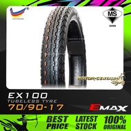 TAYAR E-MAX (EMAX) TUBELESS TYRE EX100 70/90-17 (BUNGA TT100)