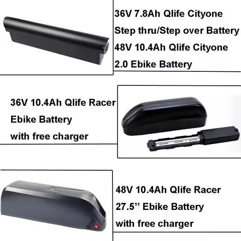 Removable Electric Bike Battery 36V 7.8Ah 48V 10.4Ah Lithium Battery for Qlife Cityone 2.0 Racer 27.